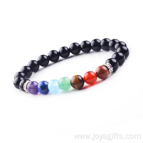 2016 Urban Fashion 7Chakra Stone 8mm Kinds Material Loose Beads Streth Bracelet